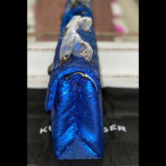 KURT GEIGER LONDON Kensington Blue Sequins Shoulder Bag - Picture 6 of 9